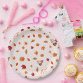 Watercolor Autumn Blooms Fall Botanical Pattern Pappteller (Party)