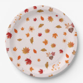 Watercolor Autumn Blooms Fall Botanical Pattern Pappteller (Vorderseite)