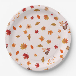 Watercolor Autumn Blooms Fall Botanical Pattern Pappteller