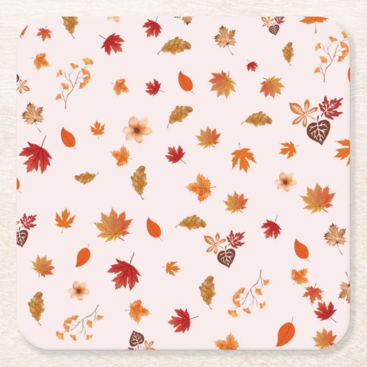 Watercolor Autumn Blooms Fall Botanical Pattern Rechteckiger Pappuntersetzer (Vorderseite)