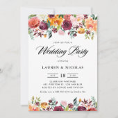 Watercolor Autumn Blooms Garland Wedding Party Einladung (Vorderseite)