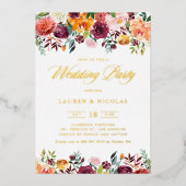 Watercolor Autumn Blooms Garland Wedding Party Folieneinladung (Vorderseite)