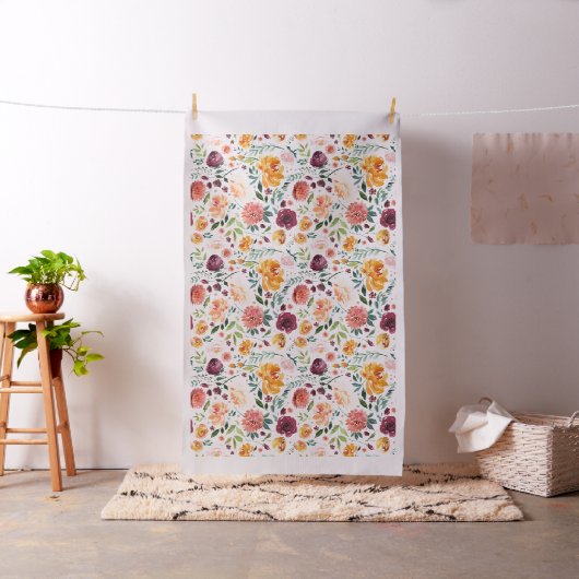 Watercolor Autumn Blooms Pattern Fabric Stoff (Beispiel)