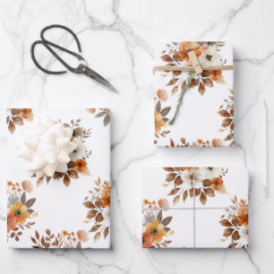 Watercolor Autumn Floral Geschenkpapier Wrapping P