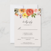 Watercolor Autumn Floral Wedding Response Card RSVP Karte (Vorderseite)