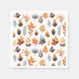 Watercolor Autumn Foliage Botanical Thanksgiving Serviette
