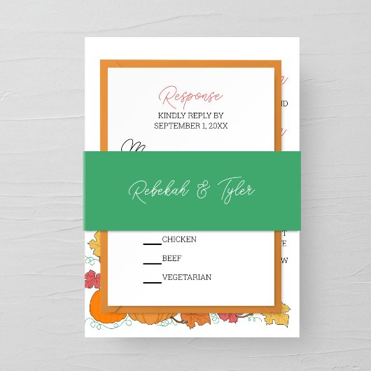 Watercolor Autumn Green Wedding Einladungsbanderole