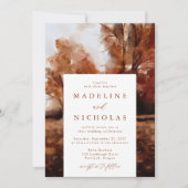 Watercolor Autumn Landscape Fall Wedding Einladung (Vorderseite)