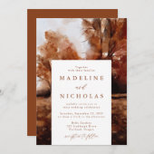 Watercolor Autumn Landscape Fall Wedding Einladung (Vorne/Hinten)