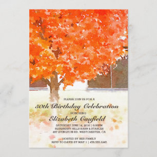 Watercolor Autumn Leaves   Fall Birthday Party Einladung