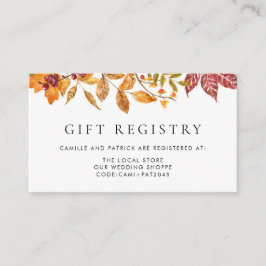 Watercolor Autumn Leaves Garland Wedding Registry Begleitkarte