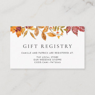 Watercolor Autumn Leaves Garland Wedding Registry Begleitkarte
