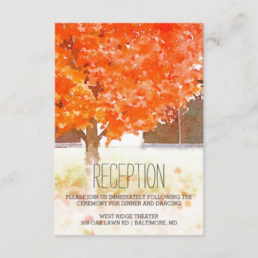 Watercolor Autumn Leaves | Hochzeit im Herbst Empf Begleitkarte (Vorderseite)