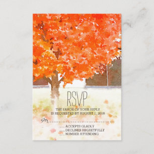 Watercolor Autumn Leaves   Hochzeit im Herbst UAWG RSVP Karte