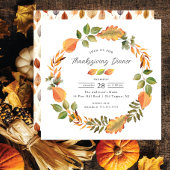 Watercolor Autumn Leaves Thanksgiving Einladung