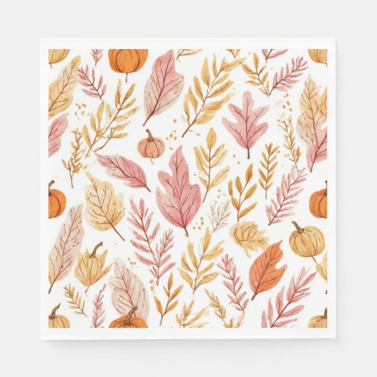 Watercolor Autumn Leaves Thanksgiving Napkins Serviette (Vorderseite)