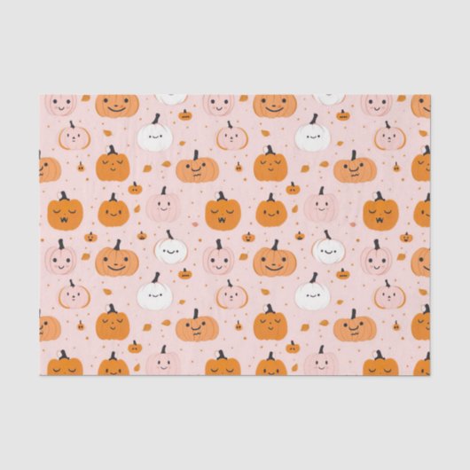 Watercolor Autumn Pumpkin Pattern Fall Decoupage Seidenpapier (Vorderseite)