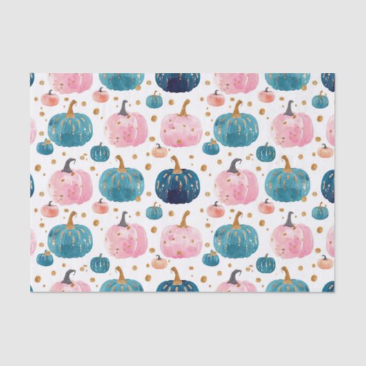 Watercolor Autumn Pumpkin Pattern Fall Decoupage Seidenpapier (Vorderseite)