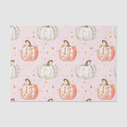 Watercolor Autumn Pumpkin Pattern Fall Decoupage Seidenpapier (Vorderseite)