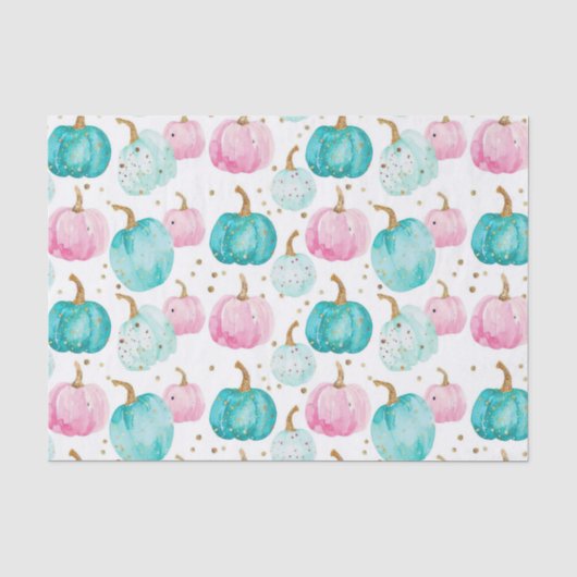 Watercolor Autumn Pumpkin Pattern Fall Decoupage Seidenpapier (Vorderseite)
