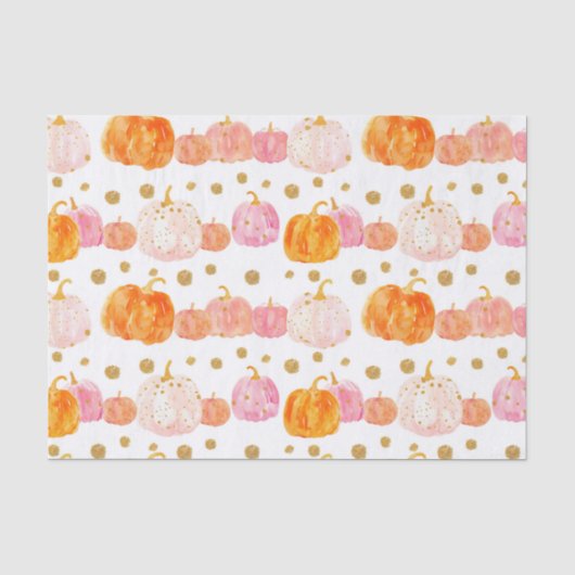 Watercolor Autumn Pumpkin Pattern Fall Decoupage Seidenpapier (Vorderseite)