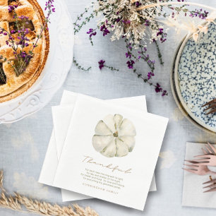 Watercolor Autumn Pumpkin Thankful Thanksgiving Serviette