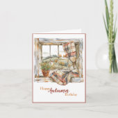 Watercolor Autumn Window Birthday Card Karte (Vorderseite)