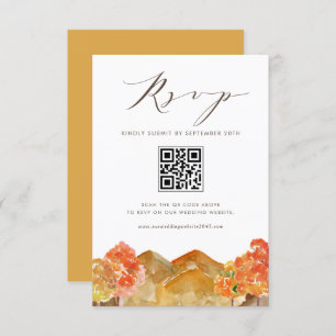 Watercolor Autumn Woodlands Wedding QR Code UAWG RSVP Karte