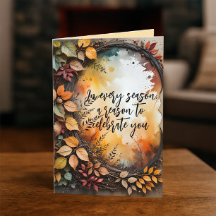 Watercolor Autumn Wreath "Celebrate You" Grüße Karte