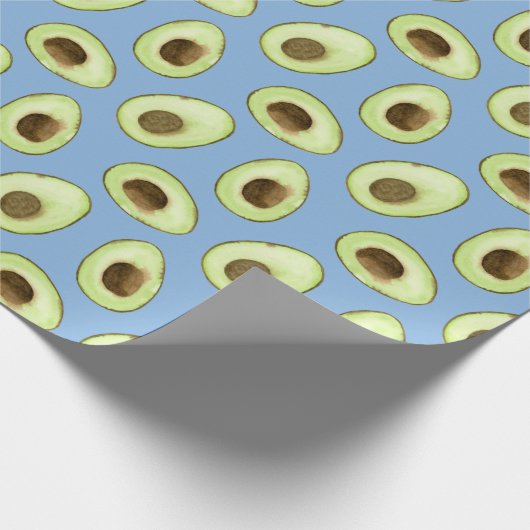 Watercolor Avocado Blue Geschenkpapier (Ecke)