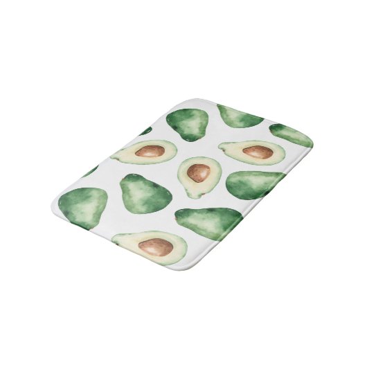 Watercolor Avocado Pattern Badematte (Schrägansicht)
