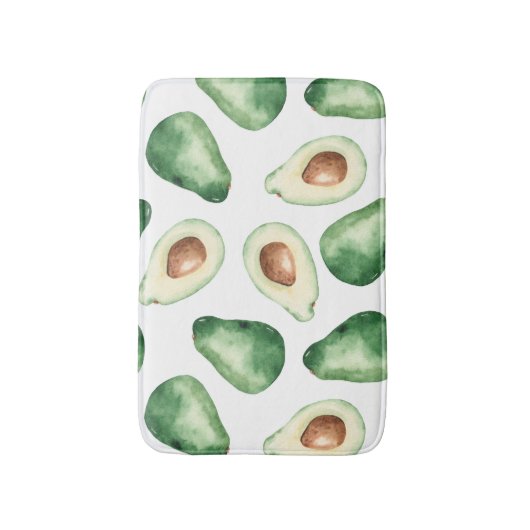 Watercolor Avocado Pattern Badematte (Vorderseite Vertikal)