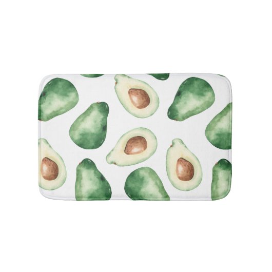 Watercolor Avocado Pattern Badematte (Vorderseite)