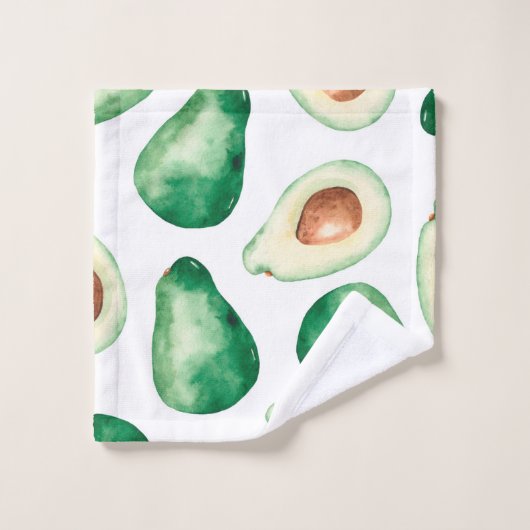 Watercolor Avocado Pattern Badhandtuch Set (Waschlappen)
