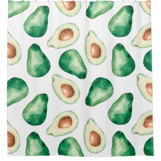 Watercolor Avocado Pattern Duschvorhang (Vorderseite)