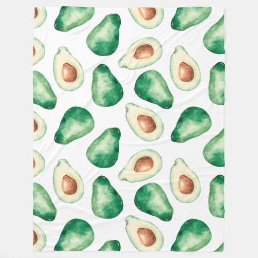 Watercolor Avocado Pattern Fleecedecke (Vorderseite)
