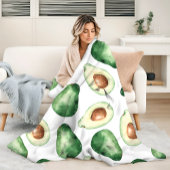 Watercolor Avocado Pattern Fleecedecke