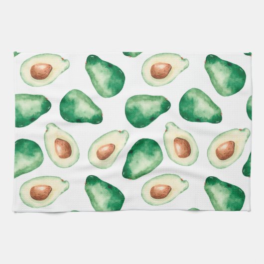 Watercolor Avocado Pattern Geschirrtuch (Horizontal)