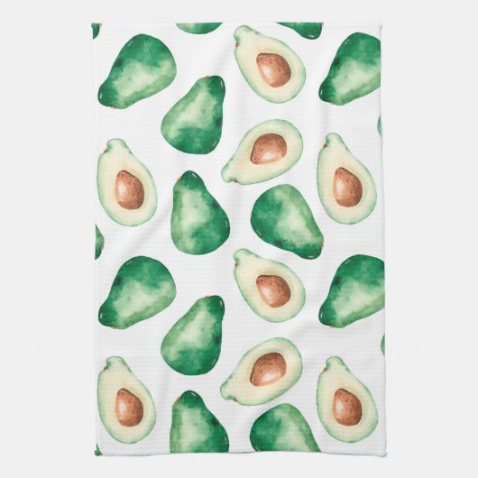 Watercolor Avocado Pattern Geschirrtuch (Vertikal)