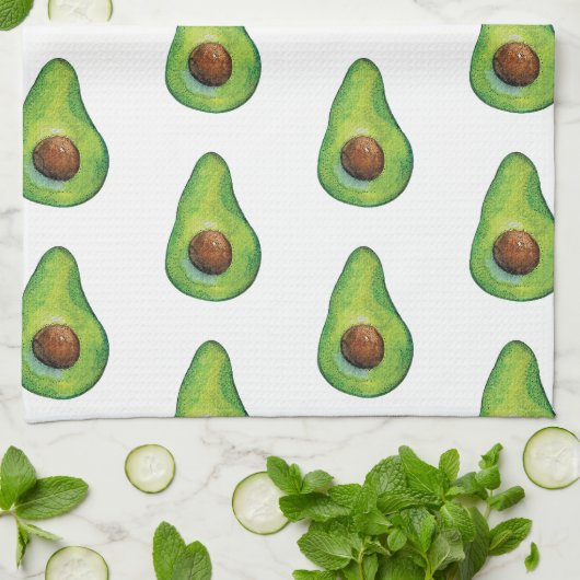 Watercolor Avocado Pattern Geschirrtuch (Gefaltet)