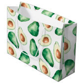 Watercolor Avocado Pattern Große Geschenktüte (Vorderseite Schrägansicht)
