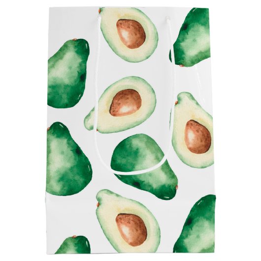 Watercolor Avocado Pattern Mittlere Geschenktüte (Rückseite)