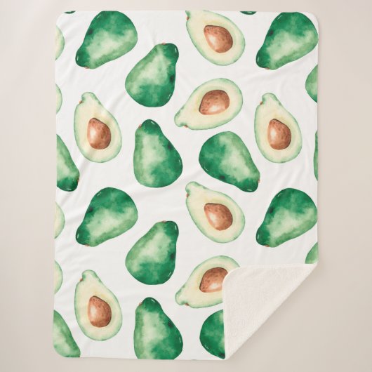 Watercolor Avocado Pattern Sherpadecke (Vorderseite)