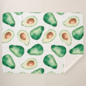 Watercolor Avocado Pattern Sherpadecke (Vorderseite (Horizontal))