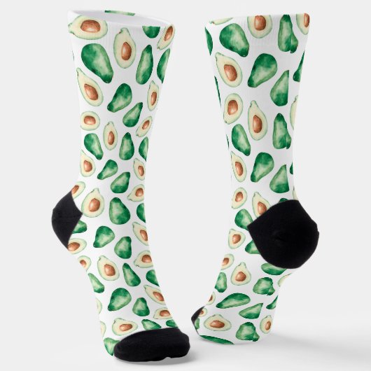 Watercolor Avocado Pattern Socken (Gewinkelt)