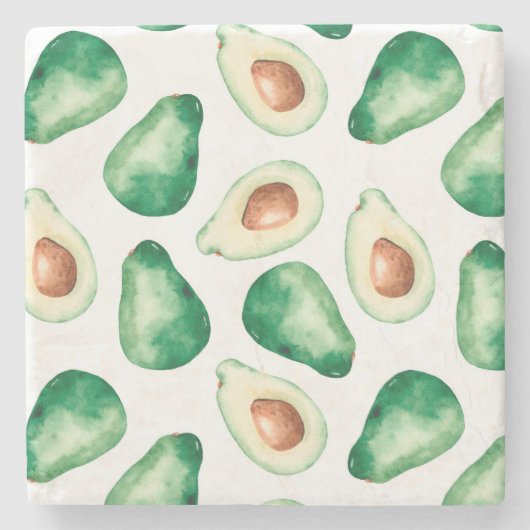 Watercolor Avocado Pattern Steinuntersetzer (Vorderseite)