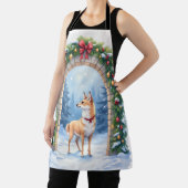 Watercolor Azawakh Snowy Stone Arch Christmas Schürze (InSitu)