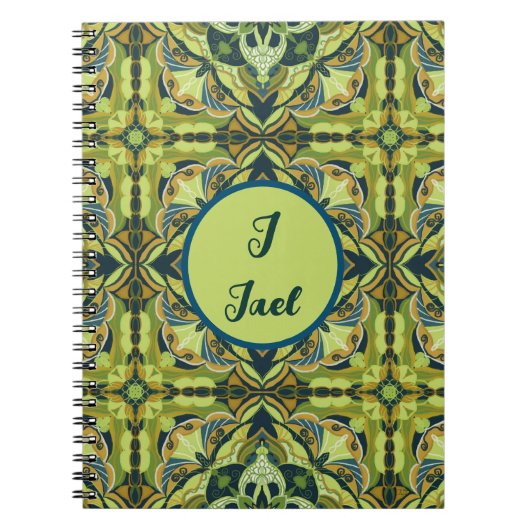 Watercolor Azulejo Green Spanisch Notizblock (Vorderseite)