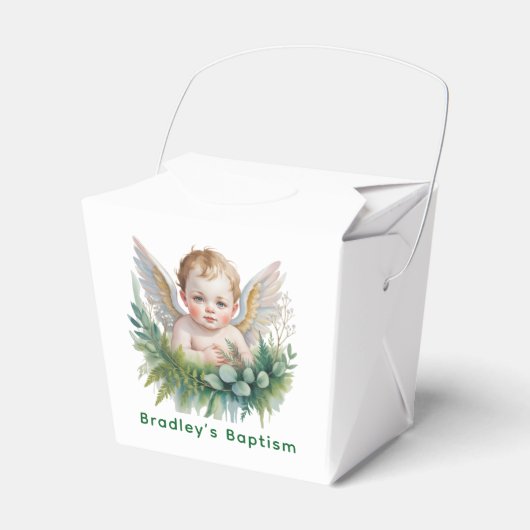 Watercolor Baby Angel With Wings Baptism Geschenkschachtel (Vorderseite)