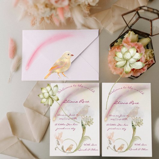 Watercolor Baby Birth Announccard Einladung